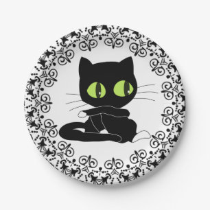 Pratos de Papel, Floral Preto Gato Preto