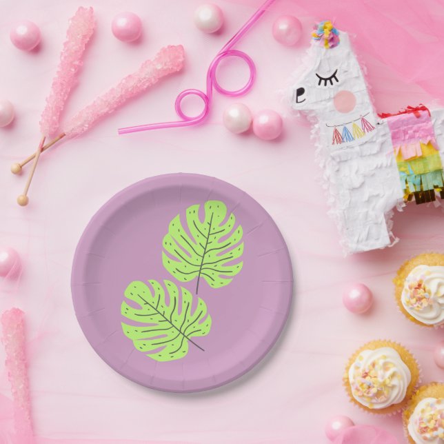 Pratos de Papel Folhas Verdes (Festa)