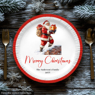 Pratos de Papel Fonte Script Simples Papai Noel Mo