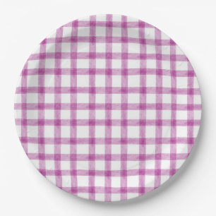 Pratos de Papel Gingham Aguarela 006