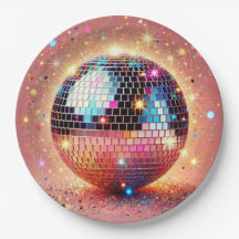 Pratos de papel glitter disco!