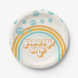Pratos de Papel Groovy One Retro Menino 1º Anivers