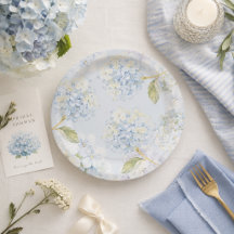 Pratos de Papel Hortênsia Azul Elegante