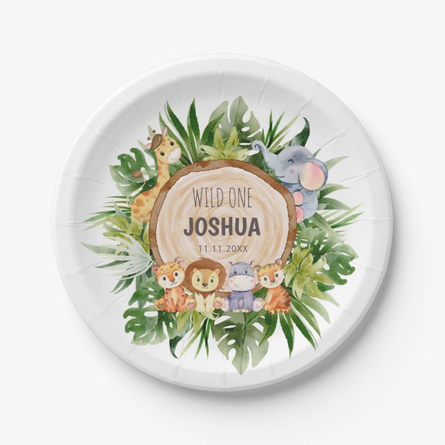 Pratos de Papel Jungle Wild One (Frente)