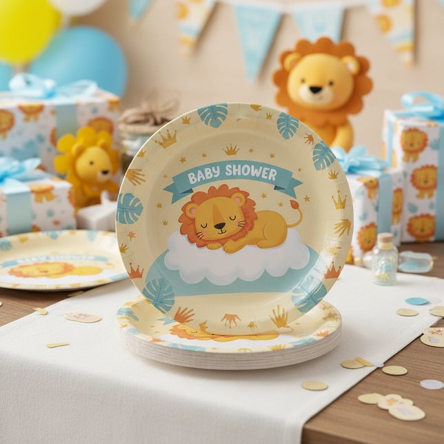 Pratos de Papel Leão para Chá de Bebê – Fofa Selva (Criador carregado)