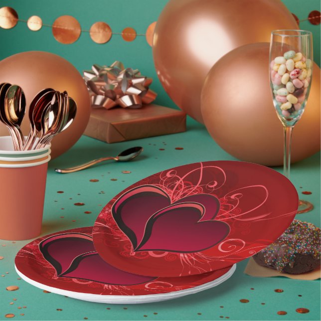 Pratos de Papel Love & Hearts (Múltiplo)