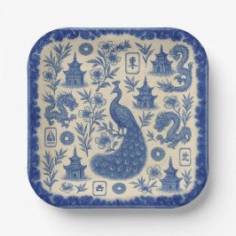 Pratos de Papel Mahjong Toile