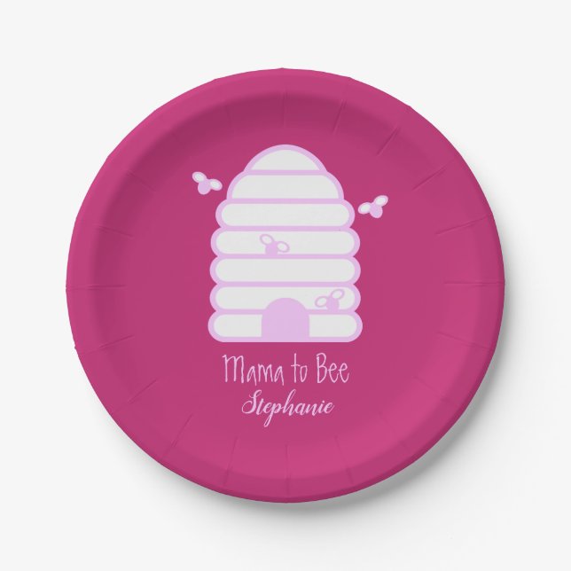 Pratos de papel Mama to Bee Baby Shower (Frente)