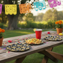 Pratos de Papel Mexican Fiesta & Día de Muertos