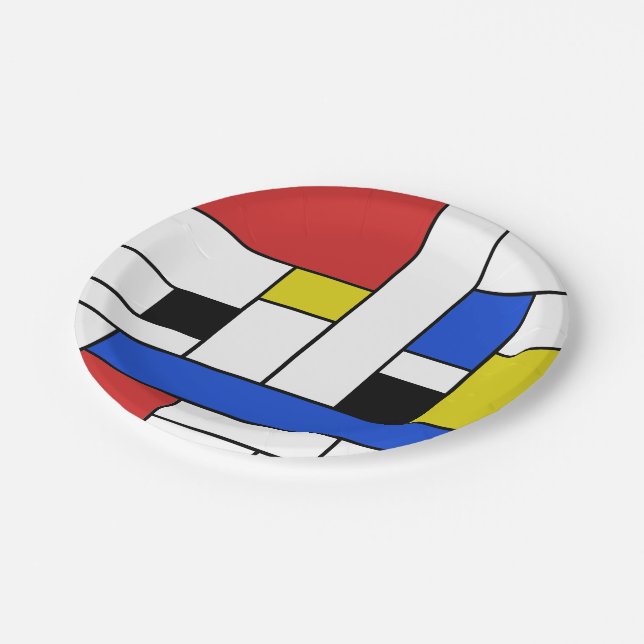 Pratos de Papel Mondrian Linhas 18 cm (Inclinado)