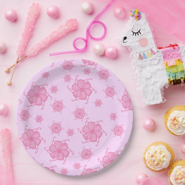 Pratos de Papel Monocromáticos FTF em Rosa para Fe (Festa)