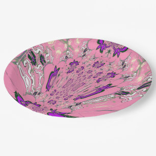 Pratos de Papel Monograma Rosa Roxo Bebê Lindos