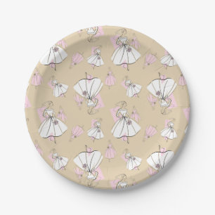 Pratos de papel multi neutros Fashion Bride