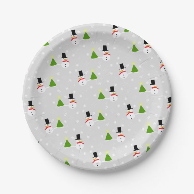 Pratos de Papel Natal Bonecos de Neve (Frente)