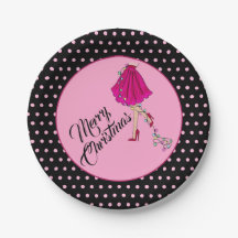 Pratos de Papel Natal Glam Rosa