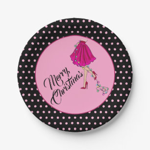 Pratos de Papel Natal Glam Rosa