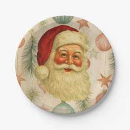 Pratos de Papel Papai Noel Vintage