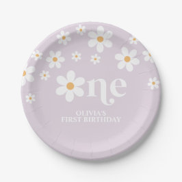 Pratos de papel para 1º aniversário com flores de