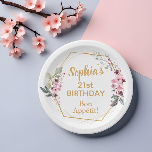 Pratos de Papel para Aniversário de 21 Anos com Ce