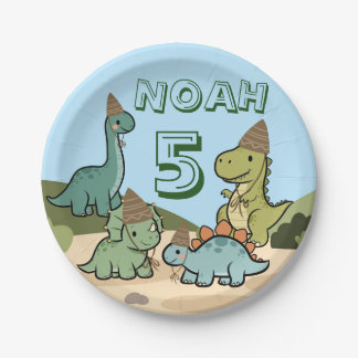 Pratos de papel para aniversário de dinossauro fof