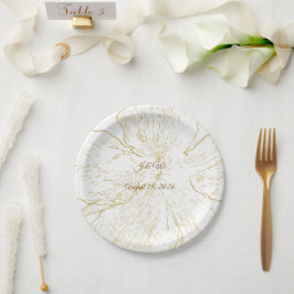 Pratos de Papel para Bolo de Noiva Floral Botânico