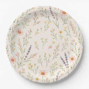 Pratos de papel para chá de bebê Boho de flores si
