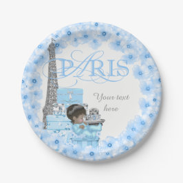 Pratos de papel para chá de bebê menino Paris