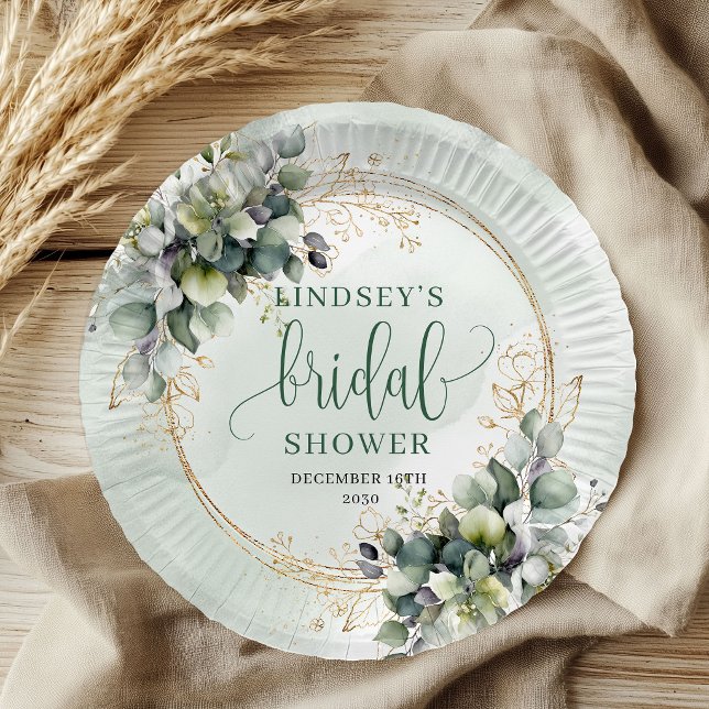 Pratos de Papel para Chá de Noiva Botânico em Aqua (Watercolor Botanical Bridal Shower Paper Plates)