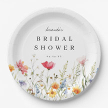 Pratos de papel para chá de noiva de aguarela de f