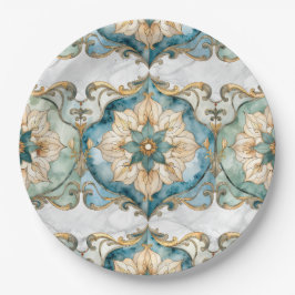 Pratos de papel para festa Cerulean Bloom Tapestry