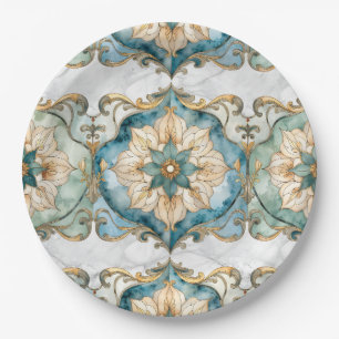 Pratos de papel para festa Cerulean Bloom Tapestry
