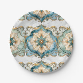 Pratos de papel para festa Cerulean Bloom Tapestry