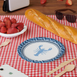 Pratos de papel para festa costeira Lagosta Azul N