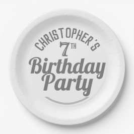 Pratos de papel para festa de 7º aniversário