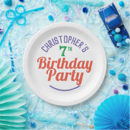 Pratos de papel para festa de 7º aniversário