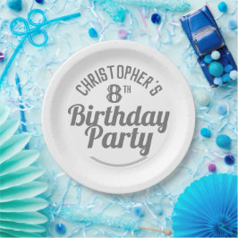 Pratos de papel para festa de 8 anos