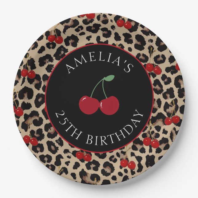 Pratos de papel para festa de aniversário com onça (Frente)