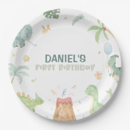 Pratos de papel para festa de dinossauros