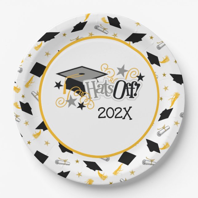 Pratos de Papel para Formatura Hats Off (Frente)