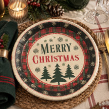 Pratos de Papel para Foto de Natal Vintage