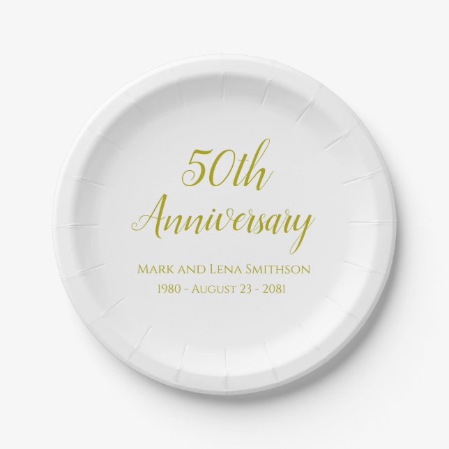 Pratos de papel para mesa de comemoração de 50 ano (Frente)