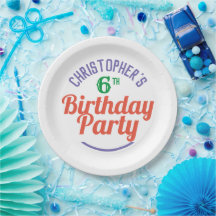 Pratos de papel para o 6º aniversário de criança