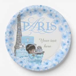 Pratos de Papel Paris Baby Shower Etílico Menino B