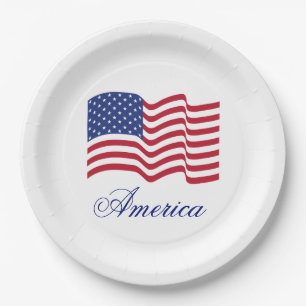 Pratos de Papel Patrióticos Bandeira Americana