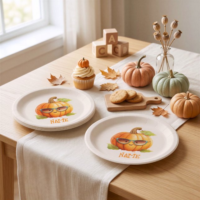 Pratos de Papel Personalizados Abóbora Fofa Hallow (Criador carregado)