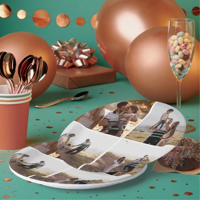 Pratos de Papel Personalizados com Colagem de 4 Fo (Múltiplo)