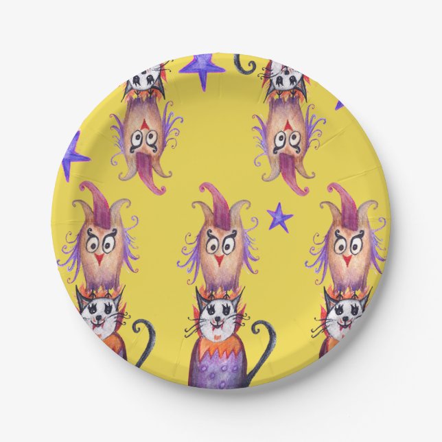 Pratos de papel personalizados de arte de Hallowee (Frente)