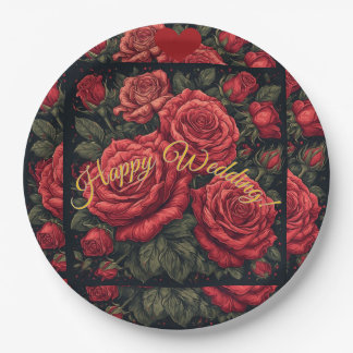 Pratos de Papel Personalizados "Feliz Casamento" F