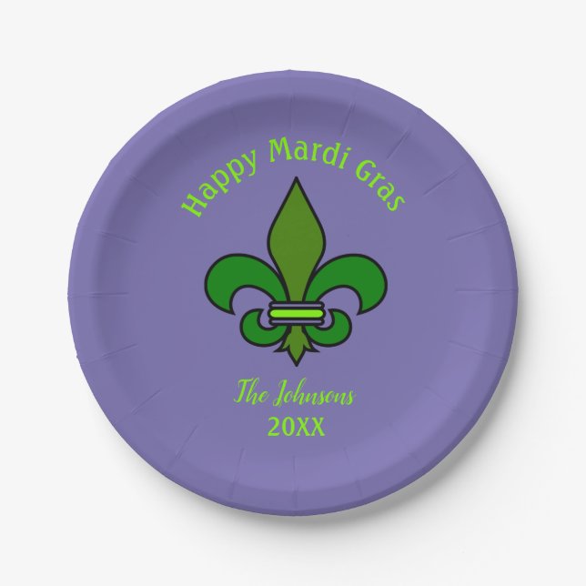 Pratos de Papel Personalizados Fleur de Lis Carnav (Frente)