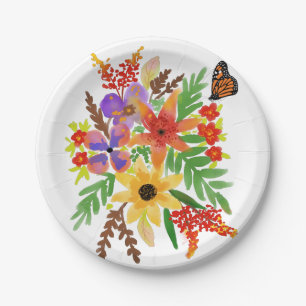 Pratos de Papel Personalizados Flores Aquarela 02
